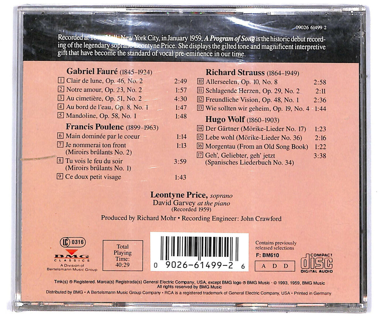 EBOND Leontyne Price - A Program Of Song CD CD032042