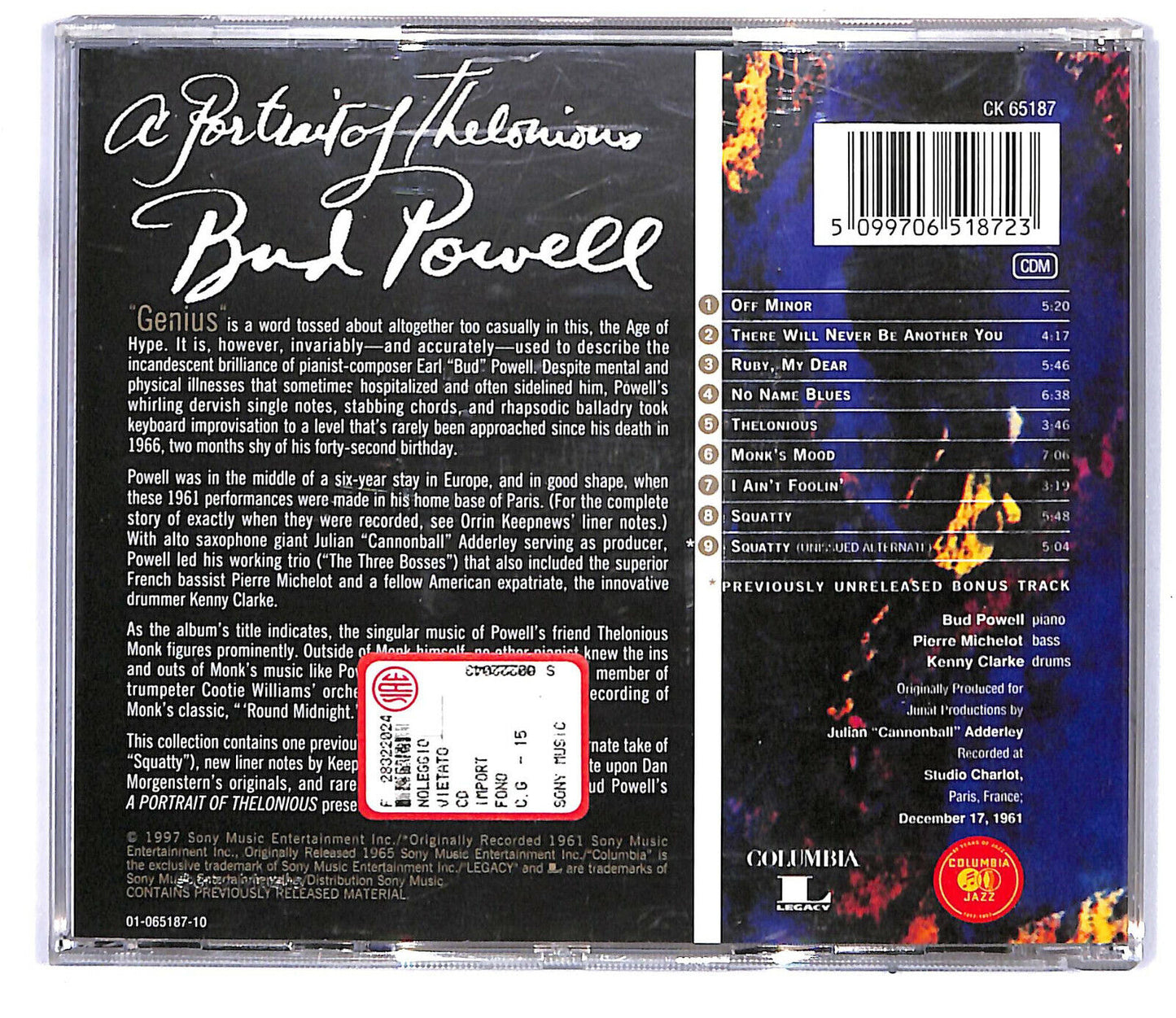 EBOND Bud Powell - A Portrait Of Thelonious CD CD032036