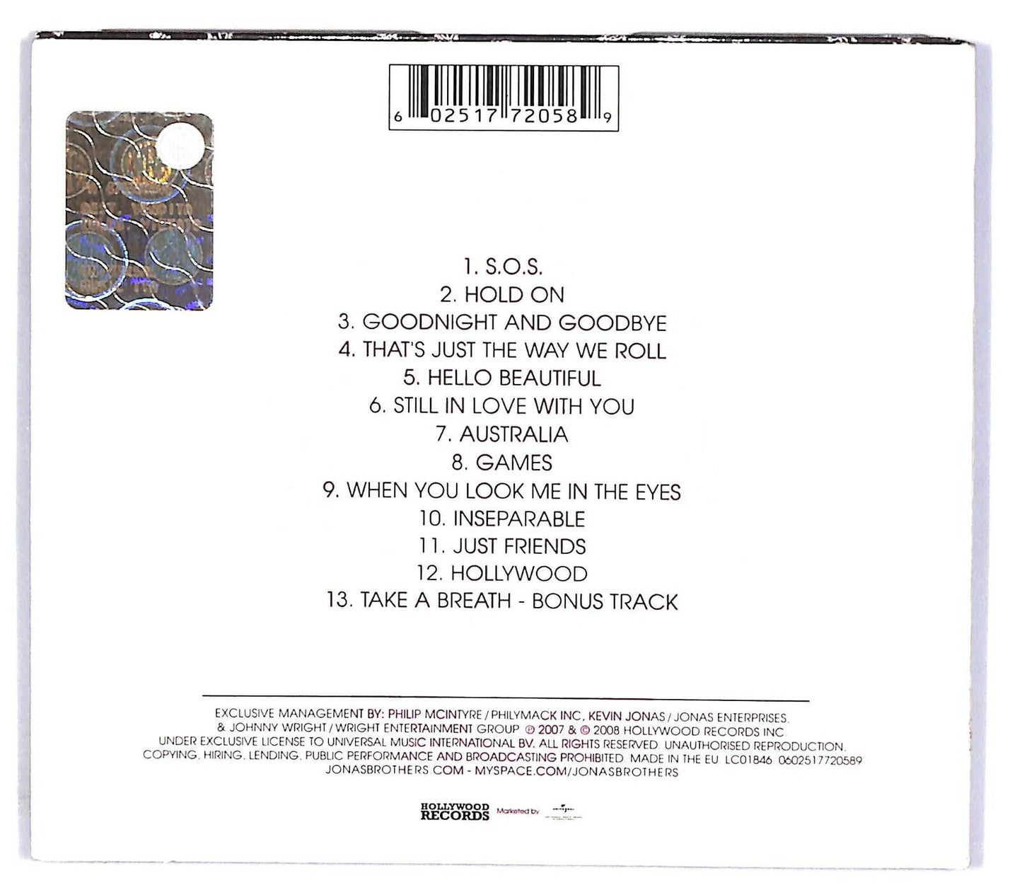 EBOND Jonas Brothers - Jonas BrothersDigipack CD CD031863