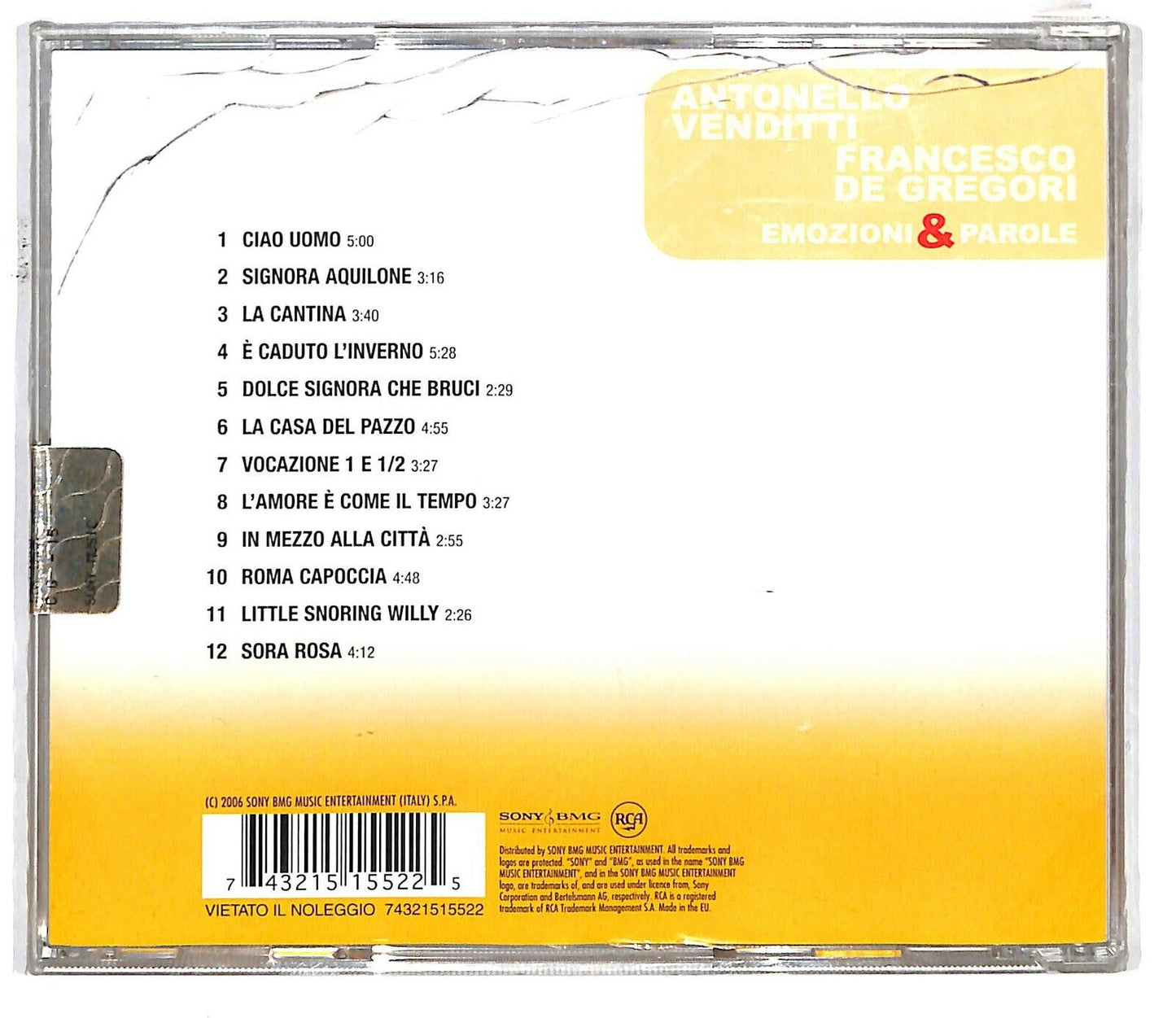 EBOND Antonello Venditti, Francesco De Gregori - Emozioni & Parole CD CD033733