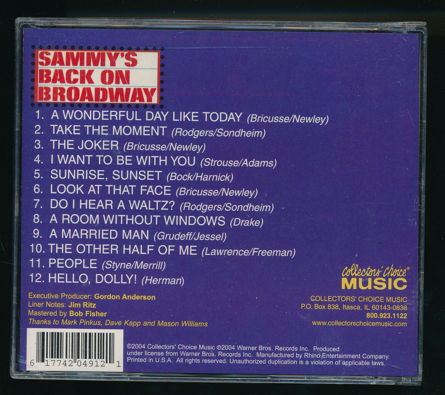 EBOND Sammy Davis Jr. - Sammy's Back On Broadway CD CD030630