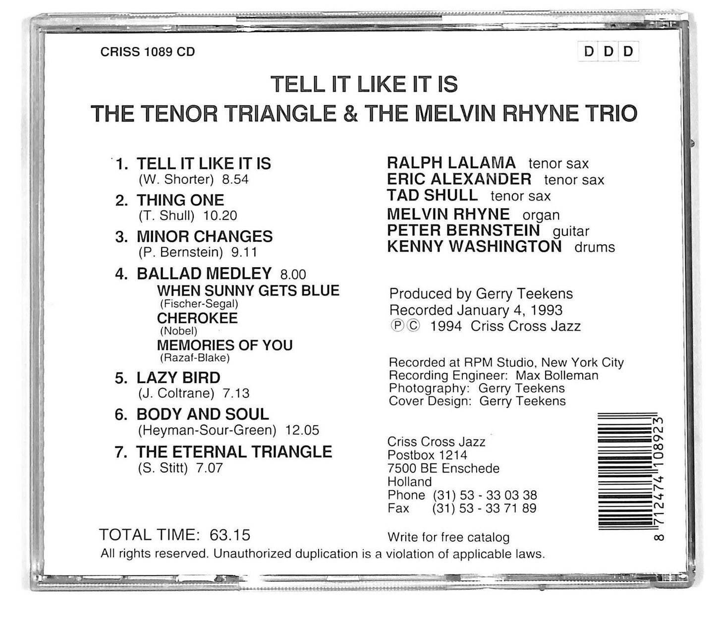 EBOND The Tenor Triangle - Tell It Like It Is CD CD031610