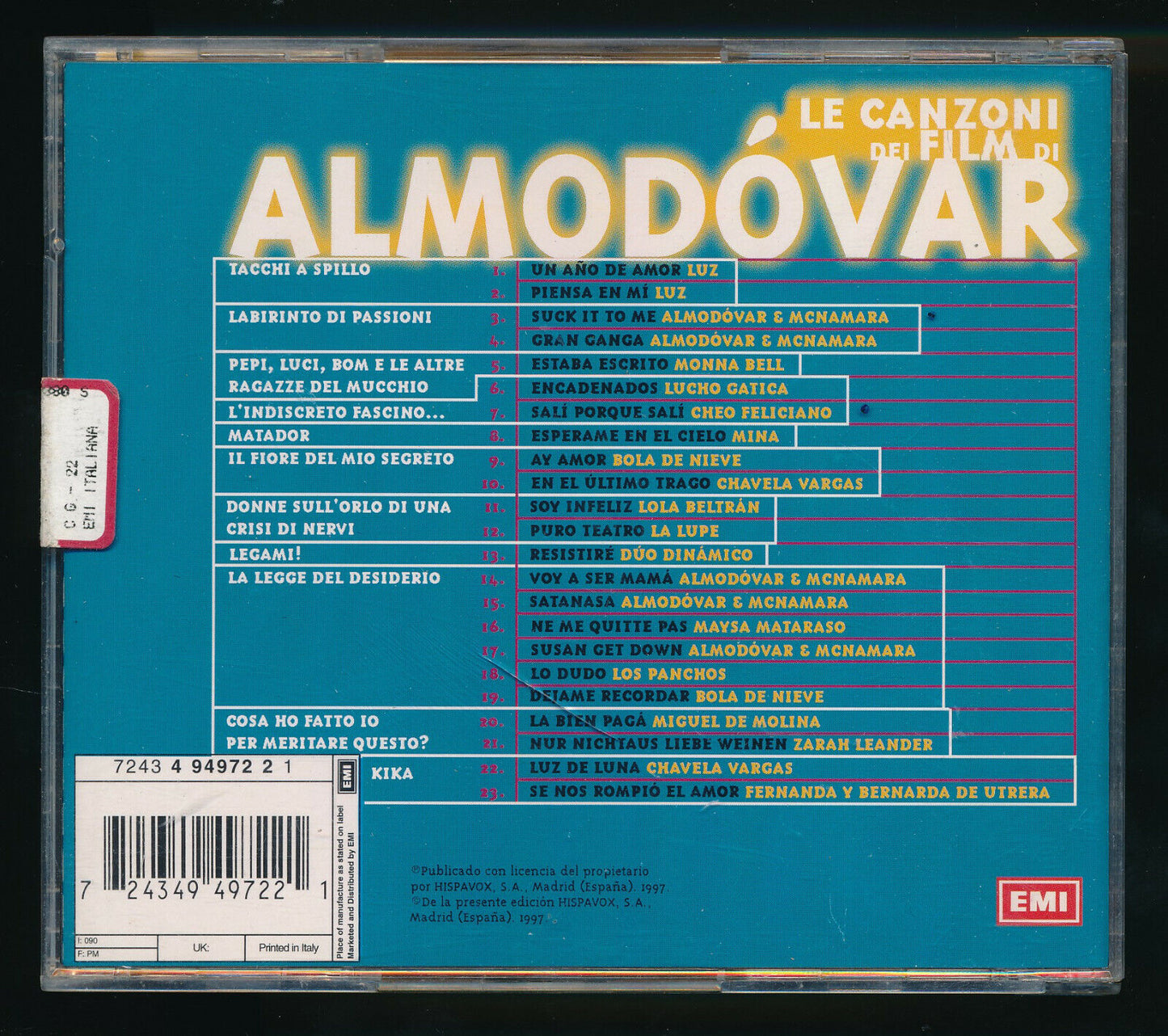 EBOND Various - Le Canzoni Dei Film Di Almodovar CD CD029620