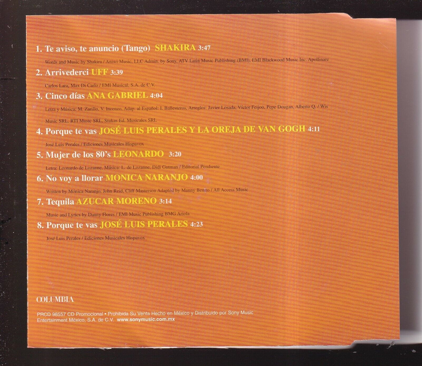 EBOND Varius - Enero 2002 Columbia Promotional CD CD030516