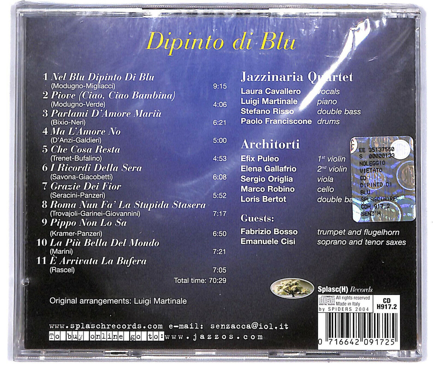 EBOND Jazzinaria Quartet - Dipinto Di Blu CD CD032050