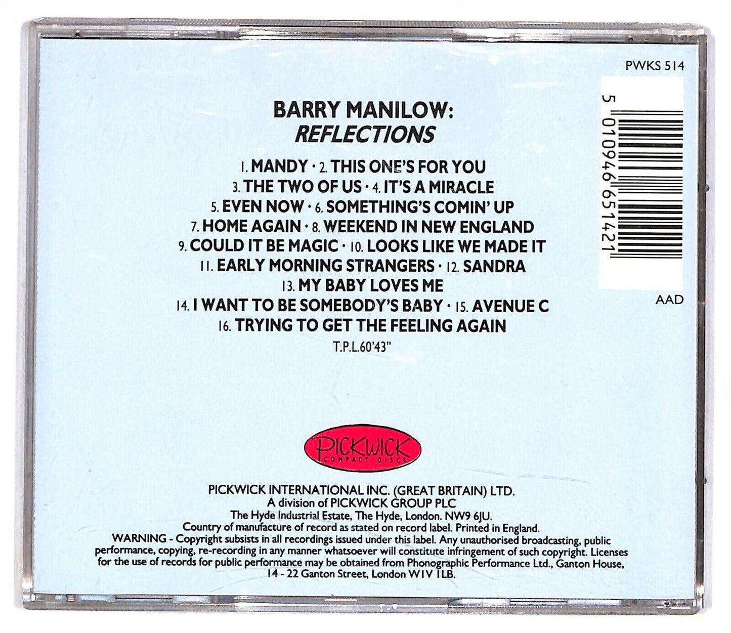 EBOND Barry Manilow - Reflections CD CD032431
