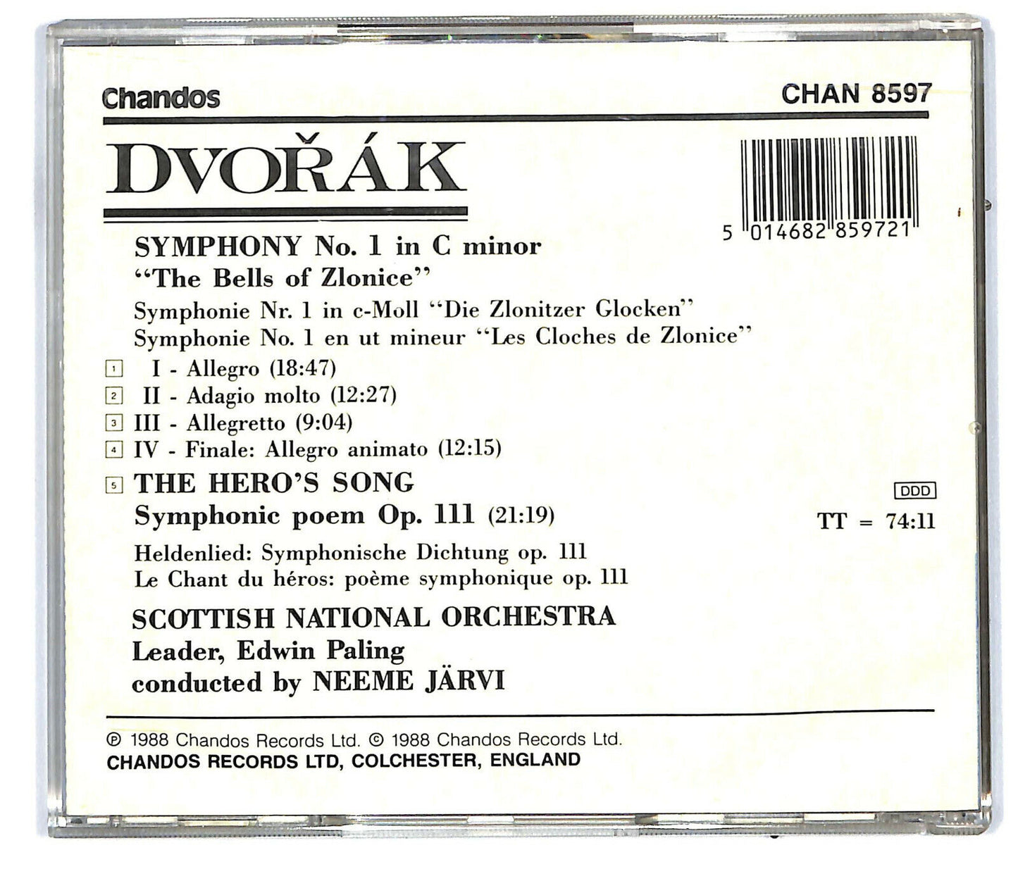 EBOND Dvořak - Symphony No. 1 In C Minor. The Hero's Song CD CD031441