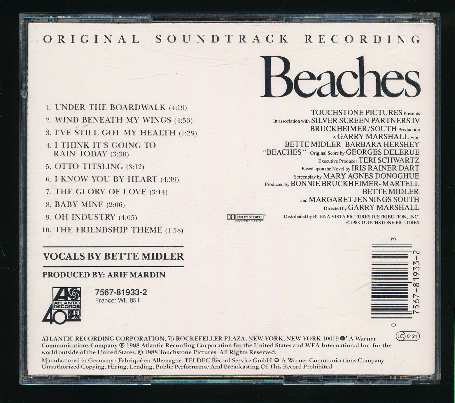 EBOND Bette Midler - Beaches - Original Soundtrack Recording CD CD030443