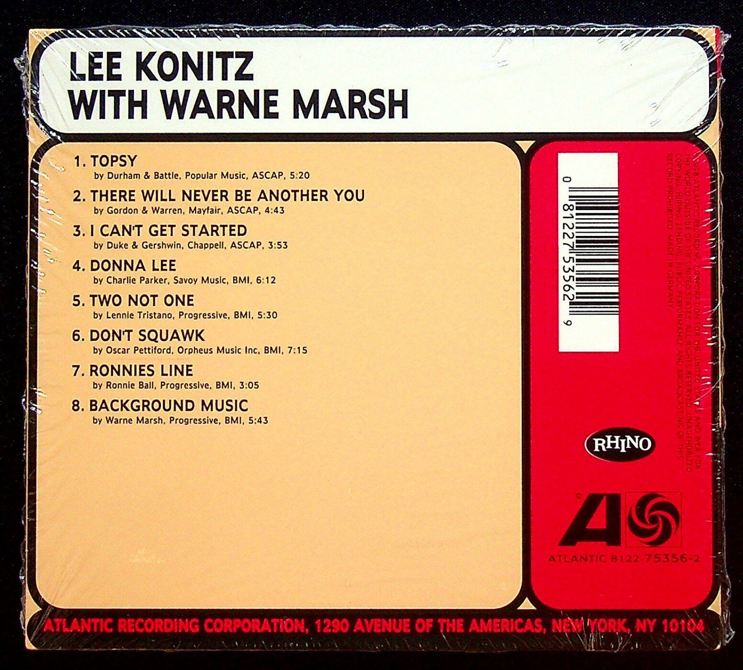 EBOND Lee Konitz With Warne Marsh - Lee Konitz With Warne Marsh CD CD028017