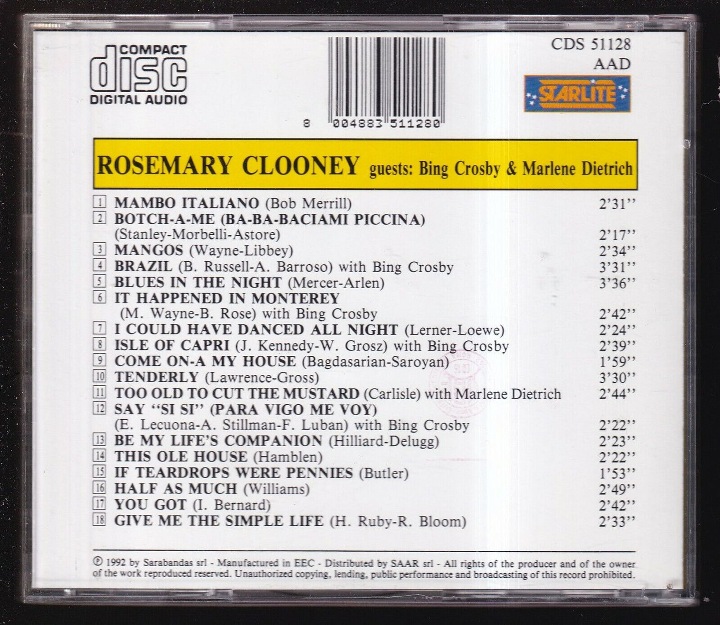 EBOND Rosemary Clooney - Mambo Italiano CD CD030701
