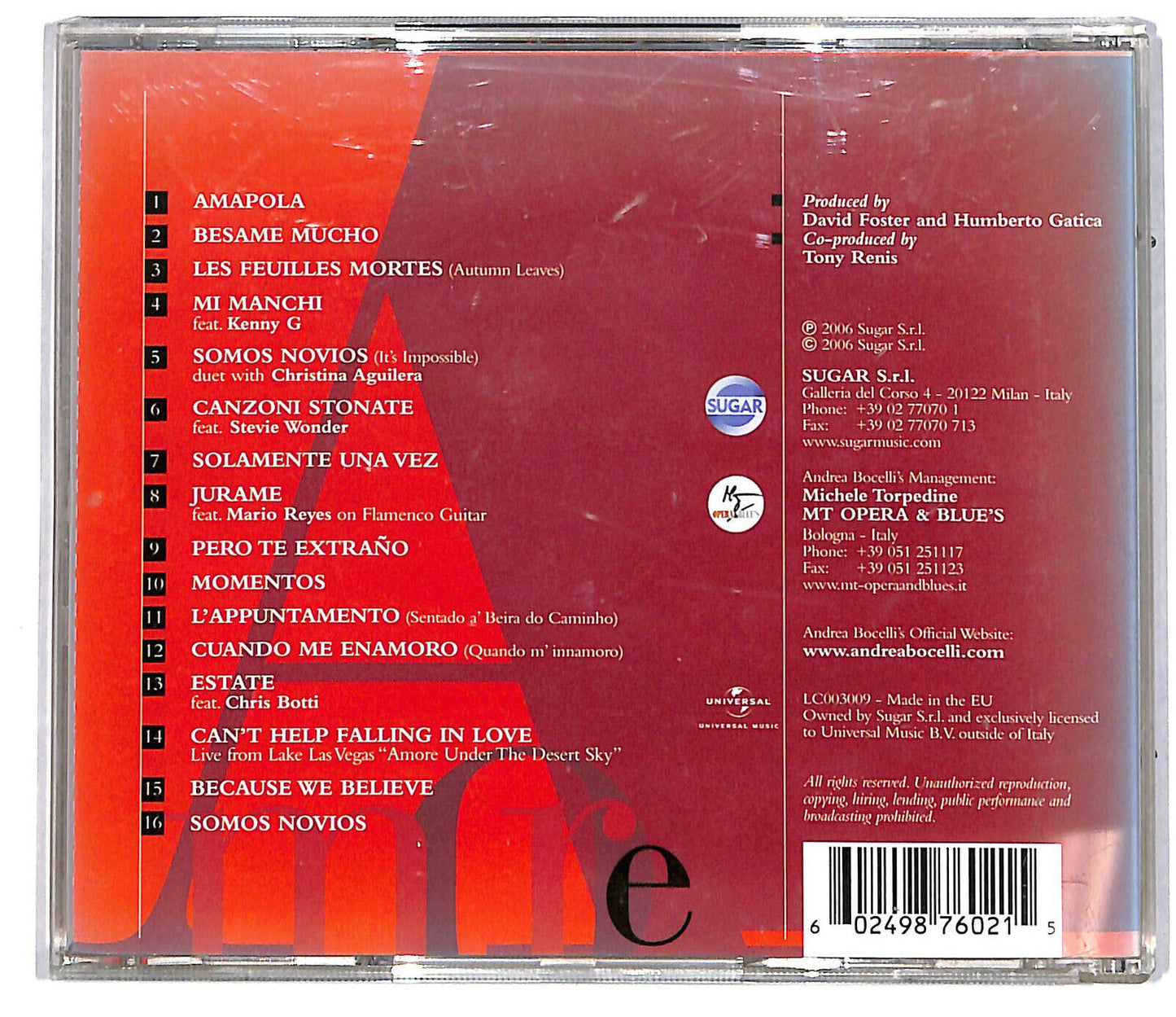 EBOND Andrea Bocelli - Amore CD CD034428