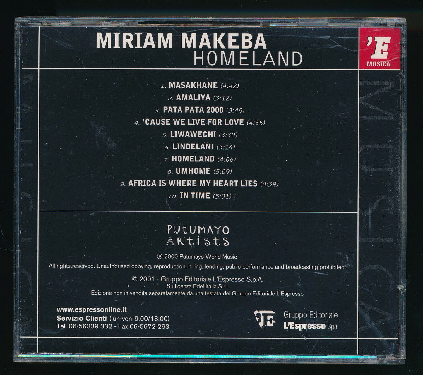 EBOND Miriam Makeba - Homeland Editoriale CD CD030219