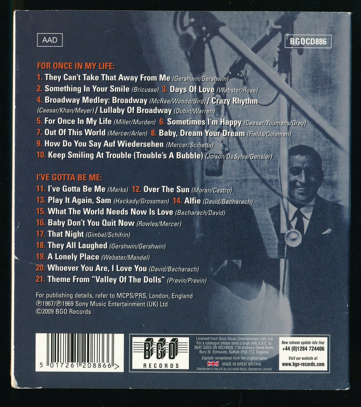 EBOND Tony Bennett - For Once In My Life / I've Gotta Be Me CD CD030828