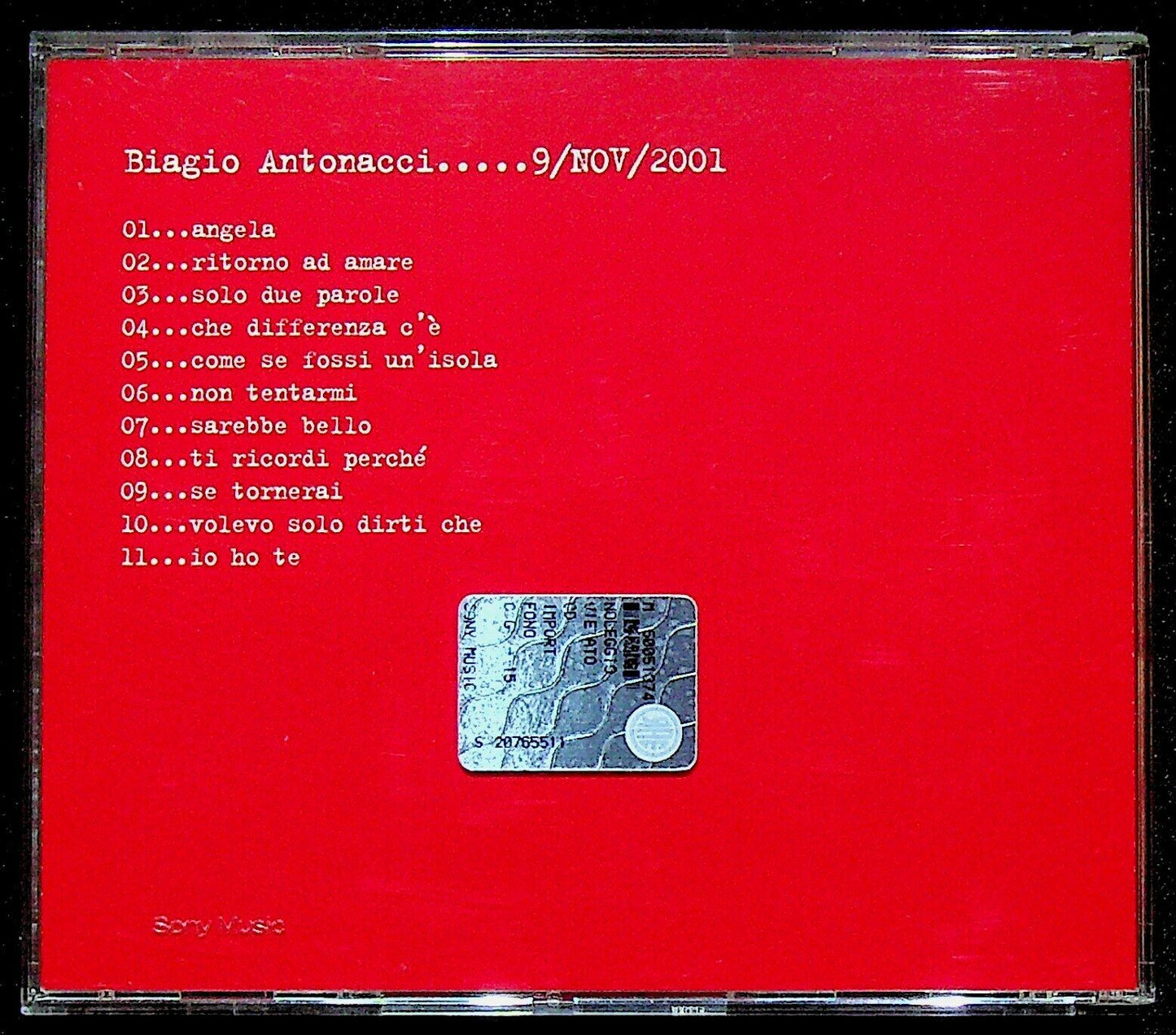 EBOND Biagio Antonacci 9/nov/2001 CD CD014005