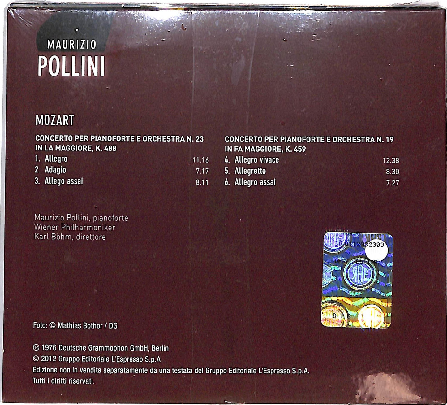 EBOND Maurizio Pollini - Mozart vol. 8 EDITORIALE CD CD036142
