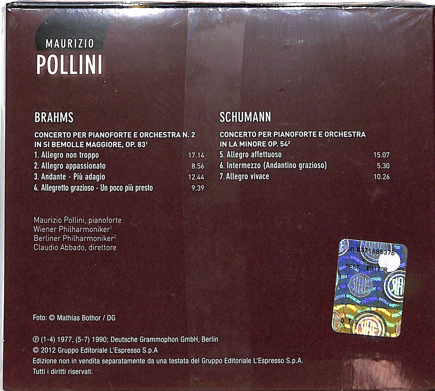 EBOND Maurizio Pollini –Brahms vol.9 EDITORIALE CD CD036143