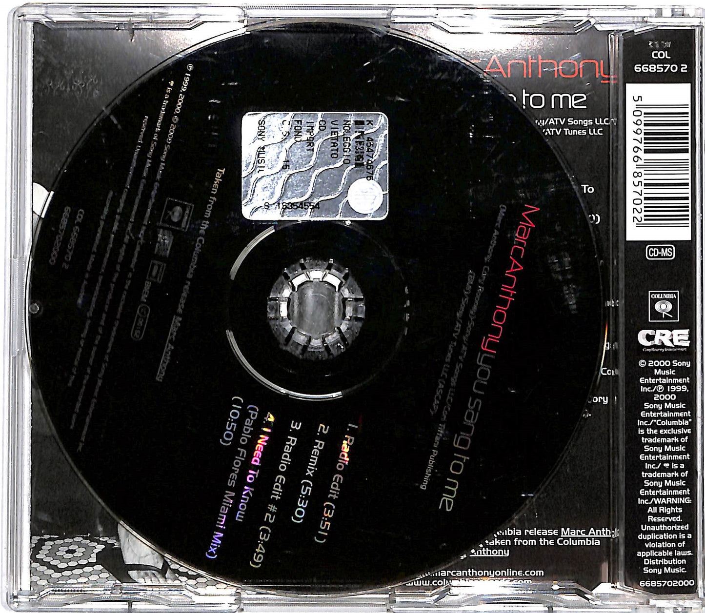 EBOND Marc Anthony - You Sang To Me CD CD036232