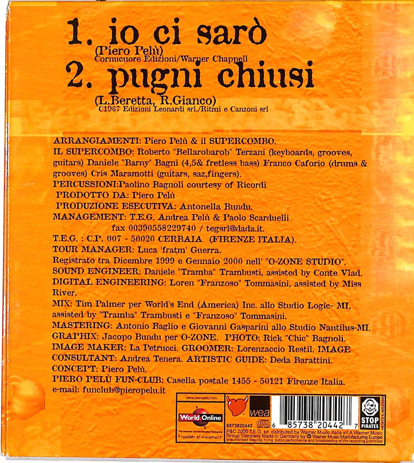 EBOND Piero Pelu - Io Ci Saro Digipak CD CD036457