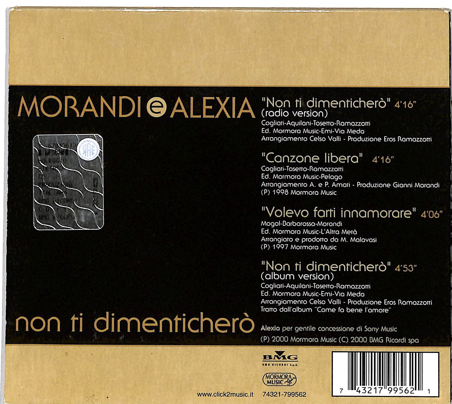 EBOND Morandi - alexia - Non Ti Dimentichero Digipak CD CD036510