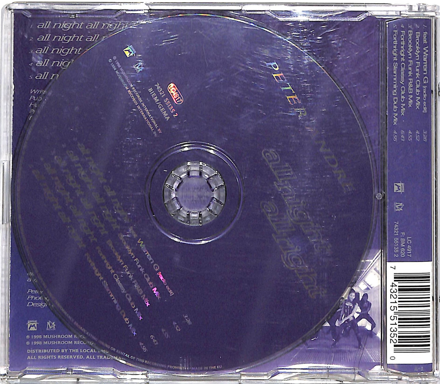 EBOND Peter Andre Featuring Warren G - All Night All Right CD CD036717