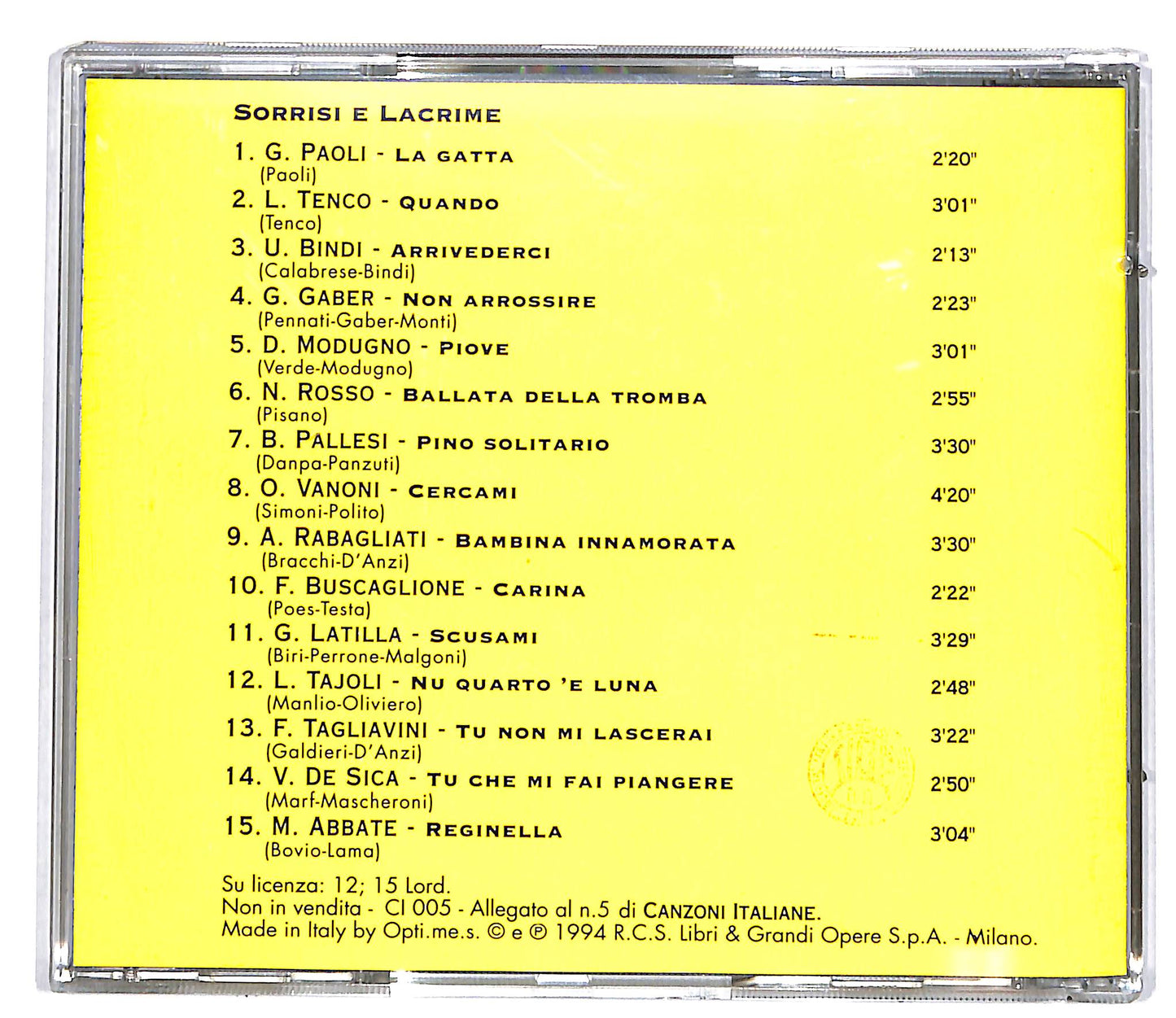 EBOND Various - Sorrisi E Lacrime EDITORIALE CD CD036815