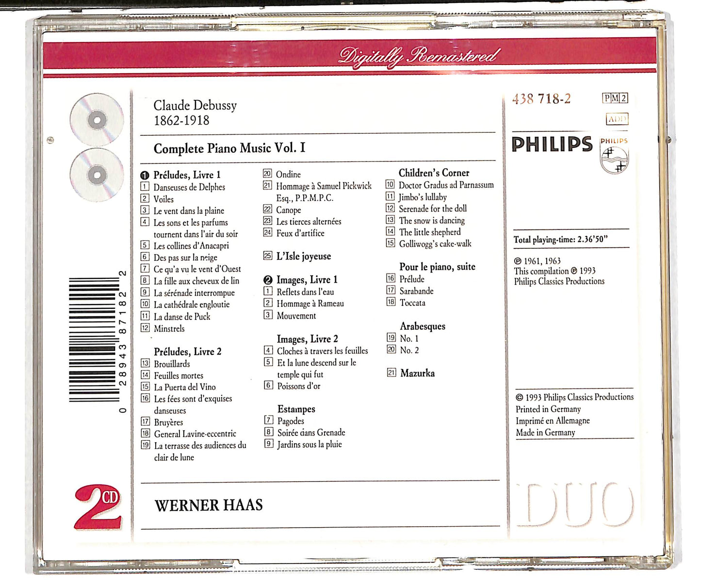 EBOND Debussy* - Werner Haas - Complete Piano Music Volume 1 CD CD037850
