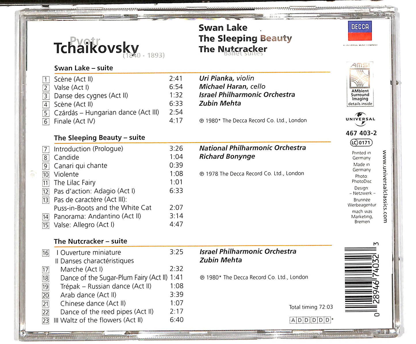 EBOND Tchaikovsky - Swan Lake, The Sleeping Beauty, The Nutcracker CD CD038008