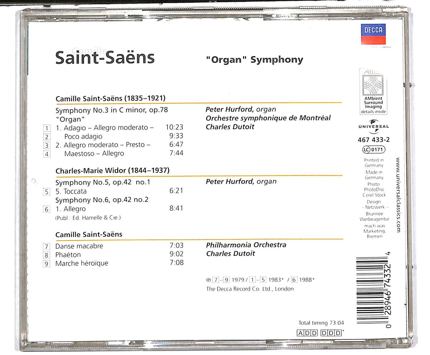 EBOND Saint-Saens Symphony No. 3 'Organ' CD CD038024