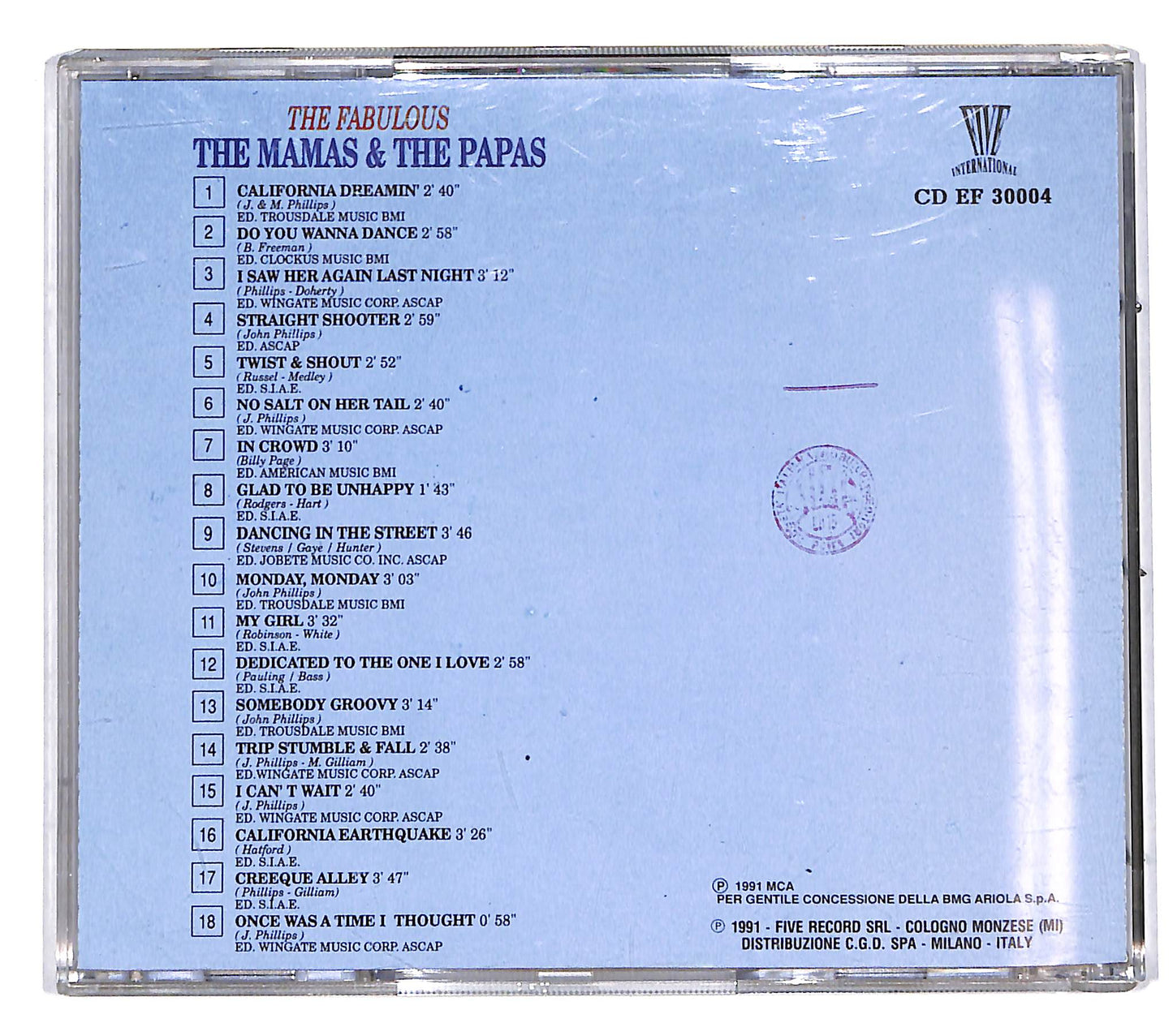 EBOND The Fabulous Mamas & Papas - 18 Greatest Hits EDITORIALE CD CD038628