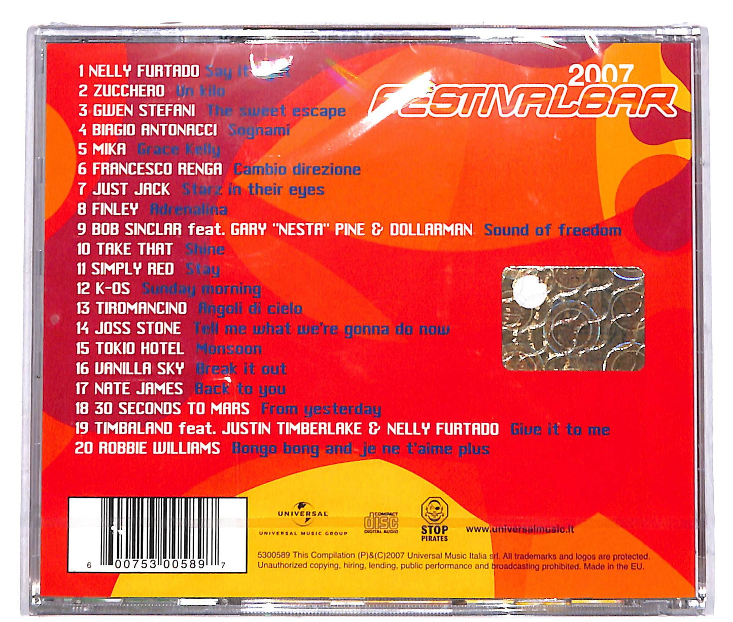 EBOND Festivalbar 2007 - Compilation Rossa CD CD040054