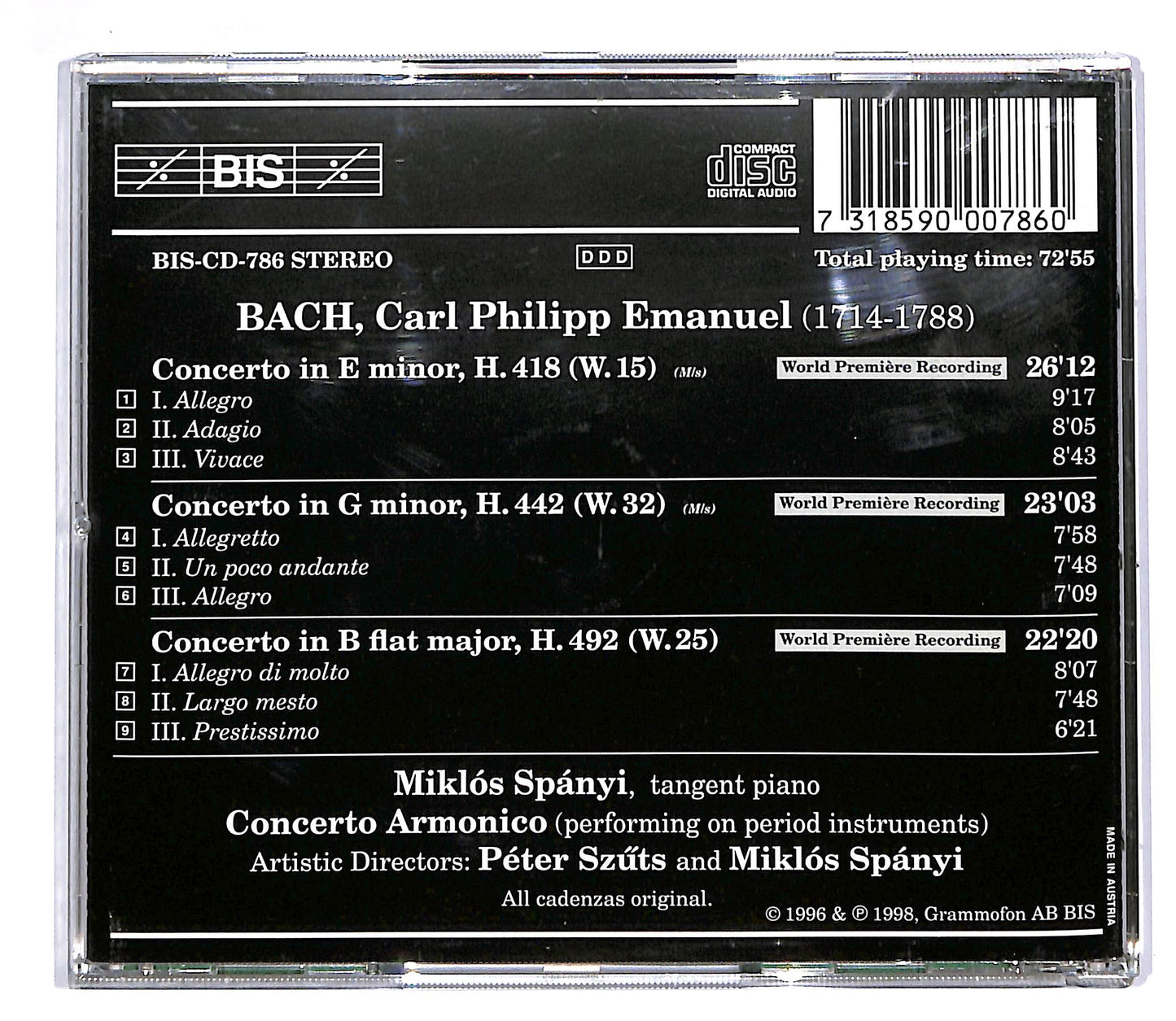 EBOND C.P.E Bach Keyboard Concertos vol.6 CD CD042333
