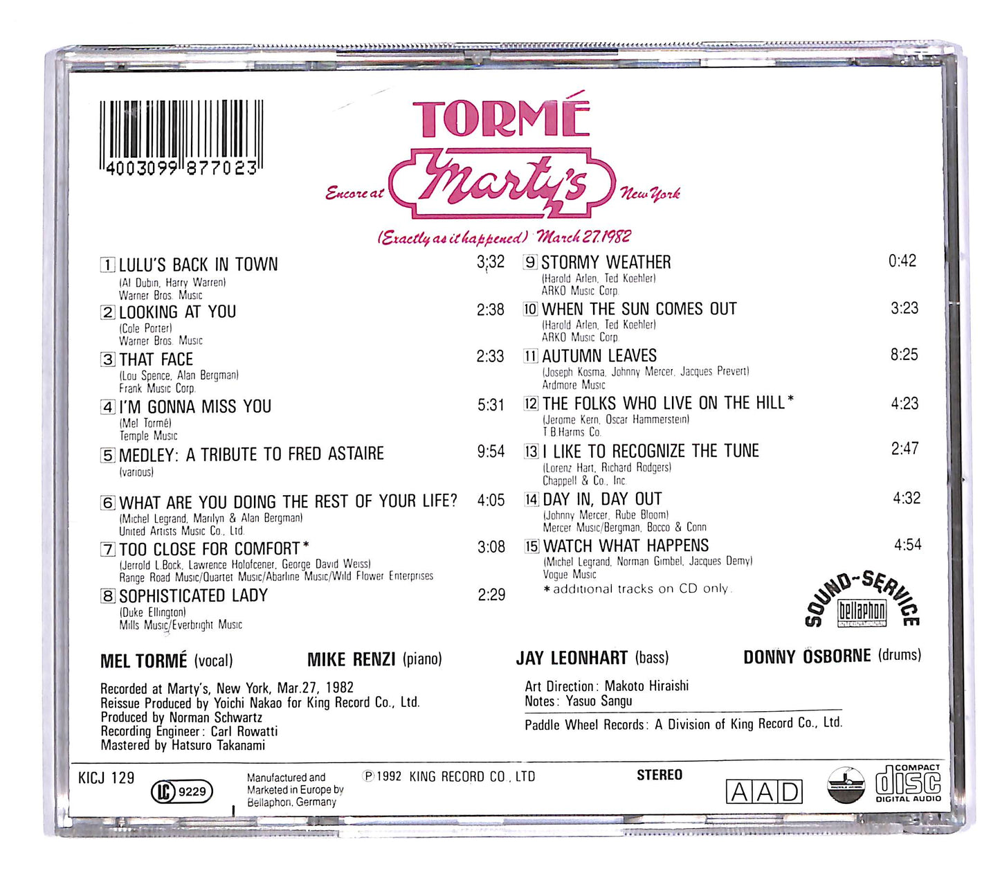 EBOND Torme - live in New York CD CD043625