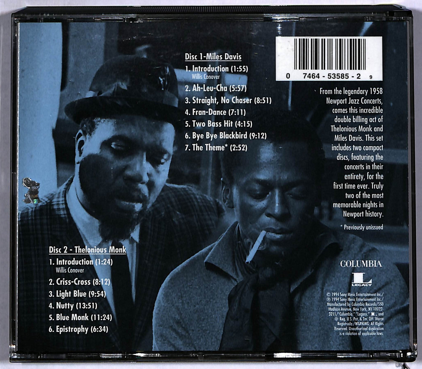EBOND Miles Davis e Thelonious Monk - Live At Newport 1958 & 1963 CD CD043643