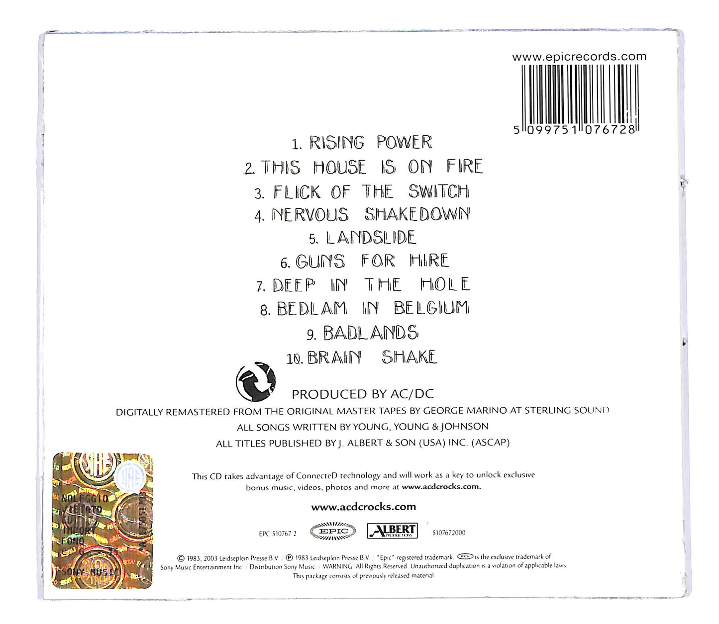 EBOND AC/DC - Flick Of The Switch CD CD044606