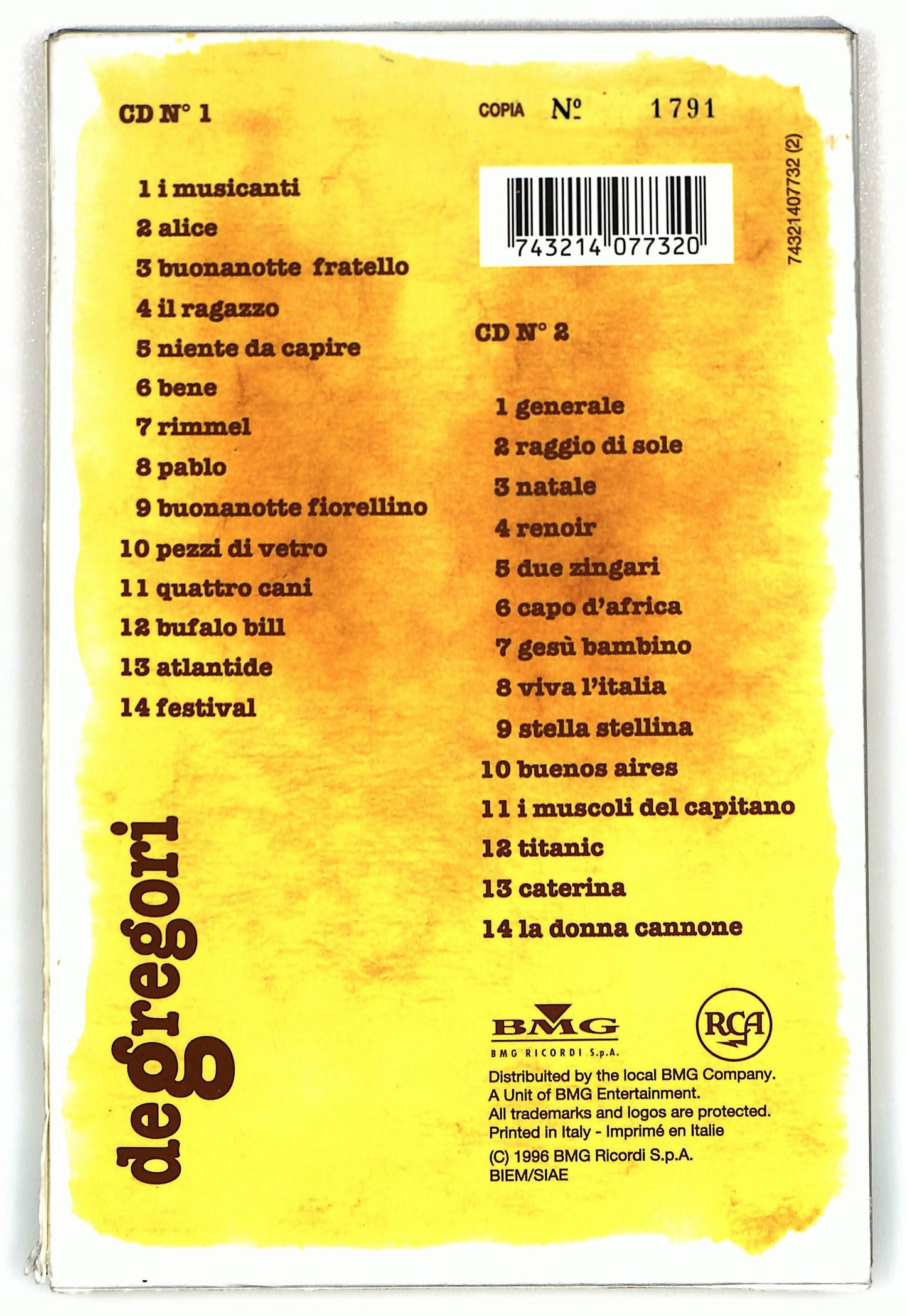 EBOND Francesco De Gregori - De Gregori CD CD045307