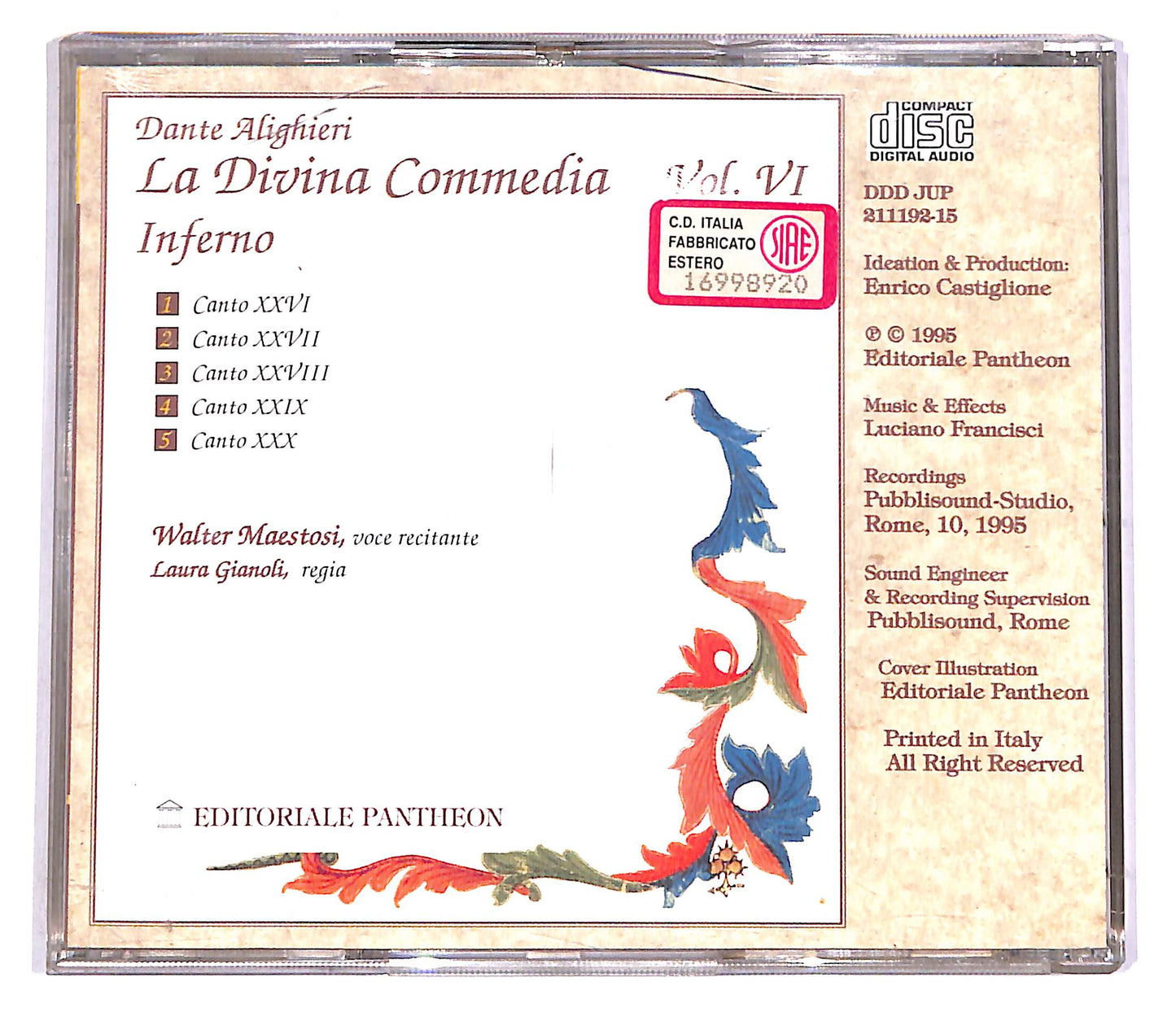 EBOND Dante Alighieri - Divina Commedia - Inferno - Vol. VI EDITORIA CD CD045518