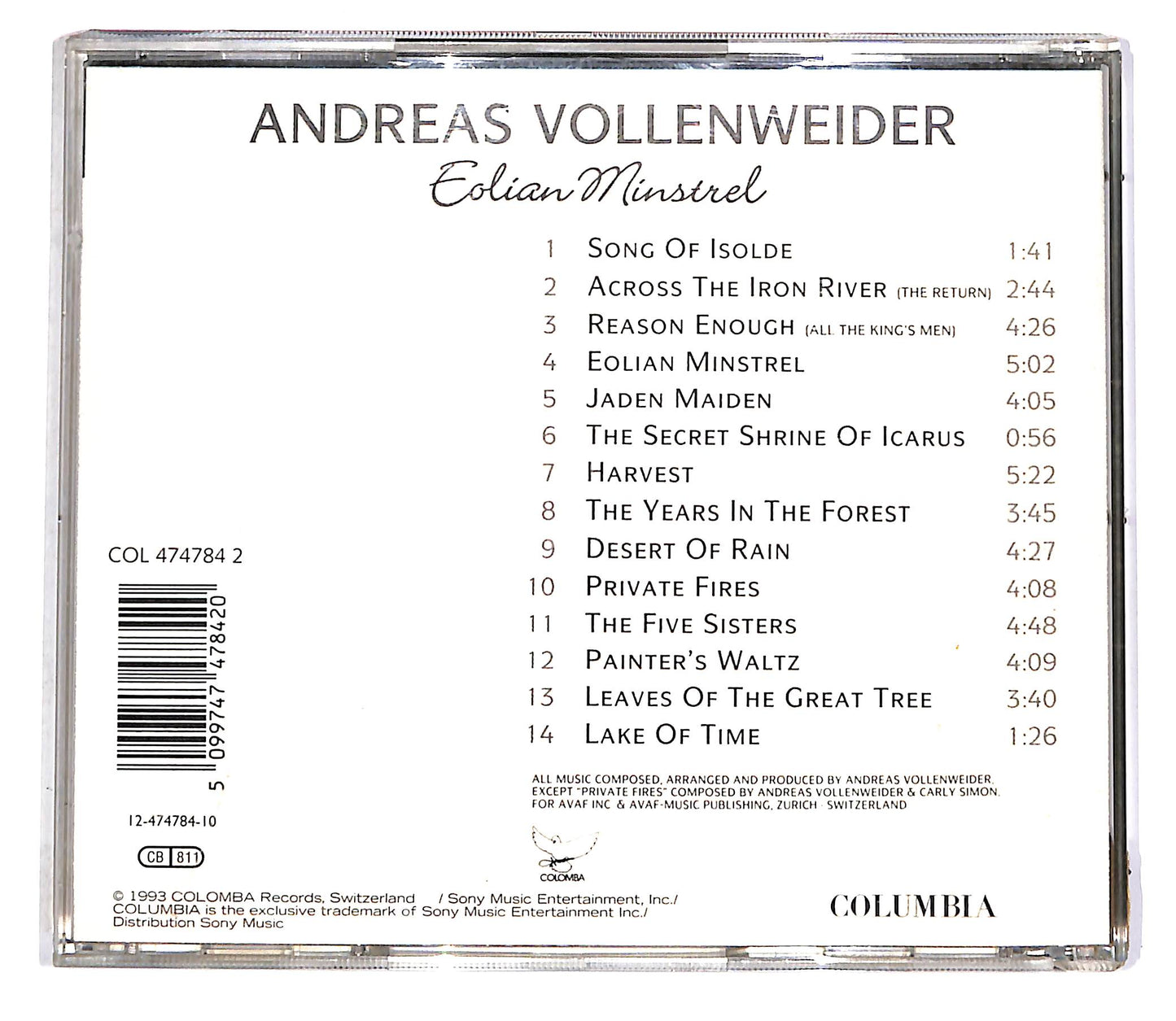 EBOND Andreas Vollenweider - Eolian Minstrel CD CD045634