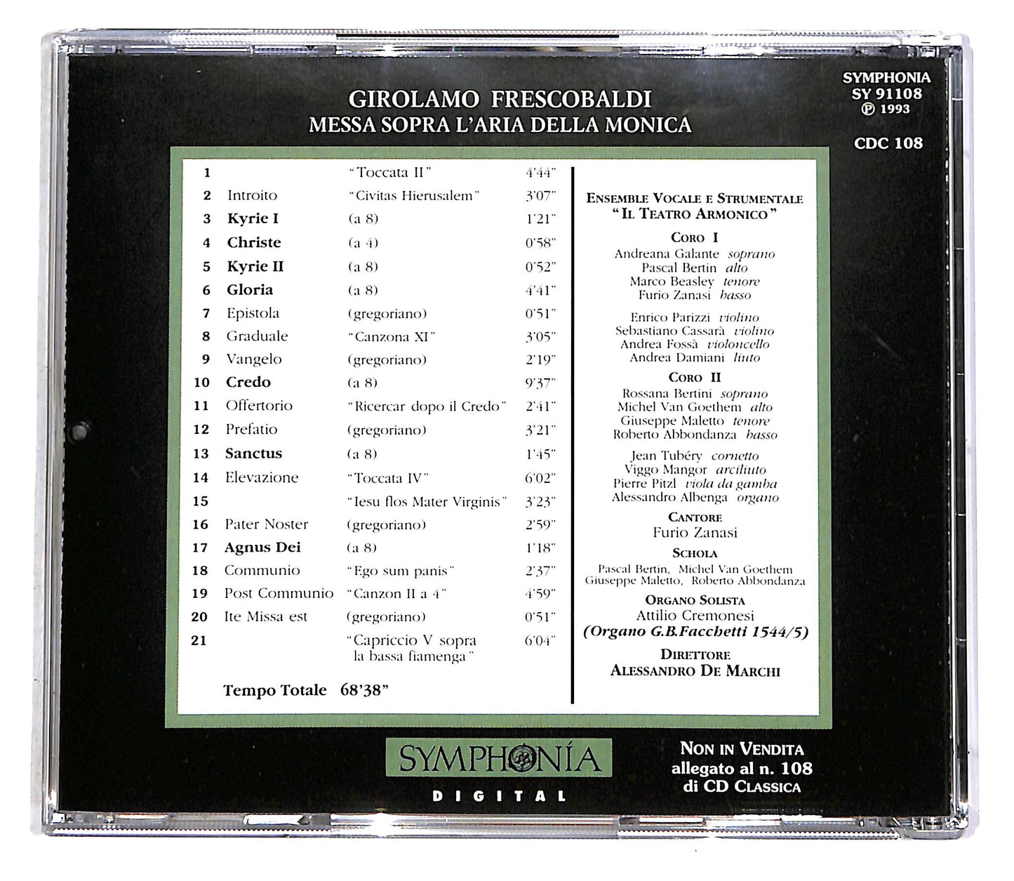 EBOND Frescobaldi - Messa Sopra l'Aria della Monica EDITORIALE CD CD045842