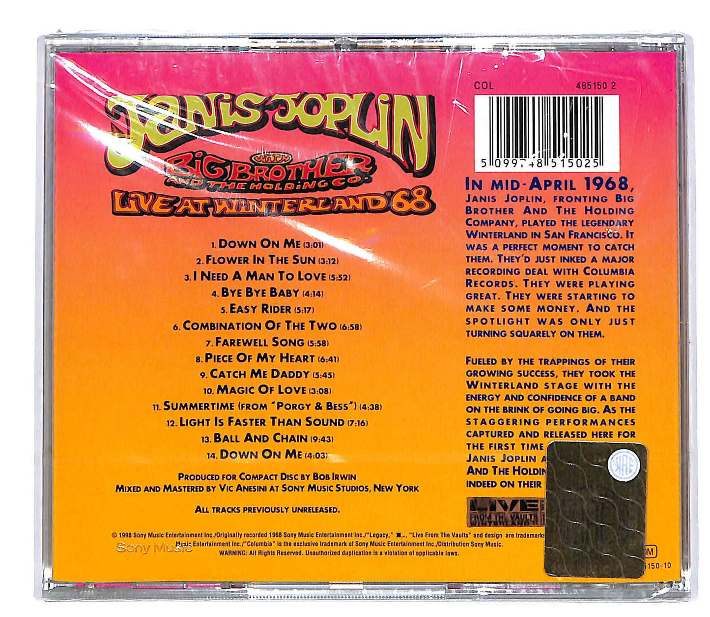 EBOND Janis Joplin With Big Brothery - Live At Winterland '68 CD CD047923