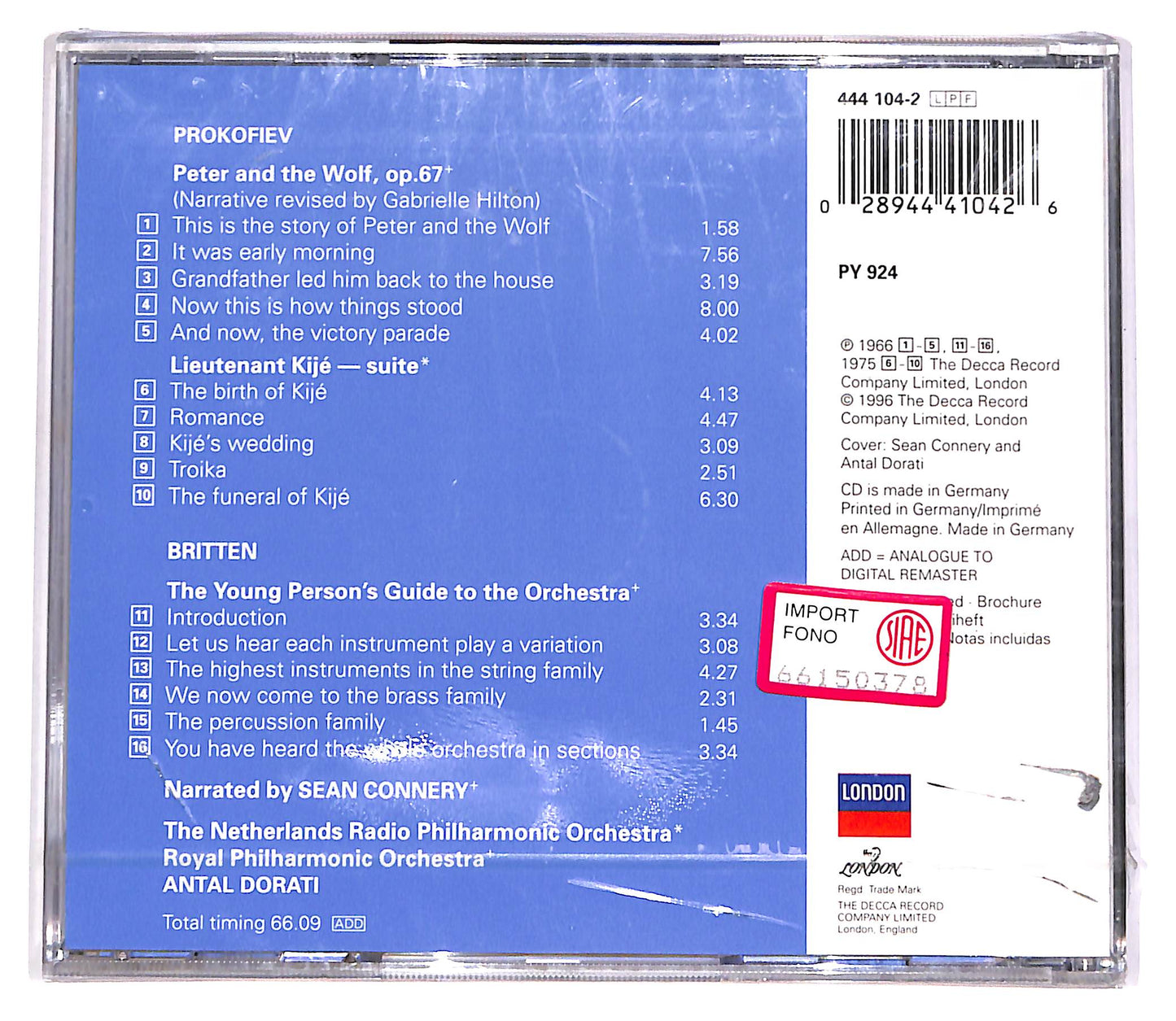 EBOND Peter And The Wolf / Young Person's Guide - Sean Connery CD CD063022