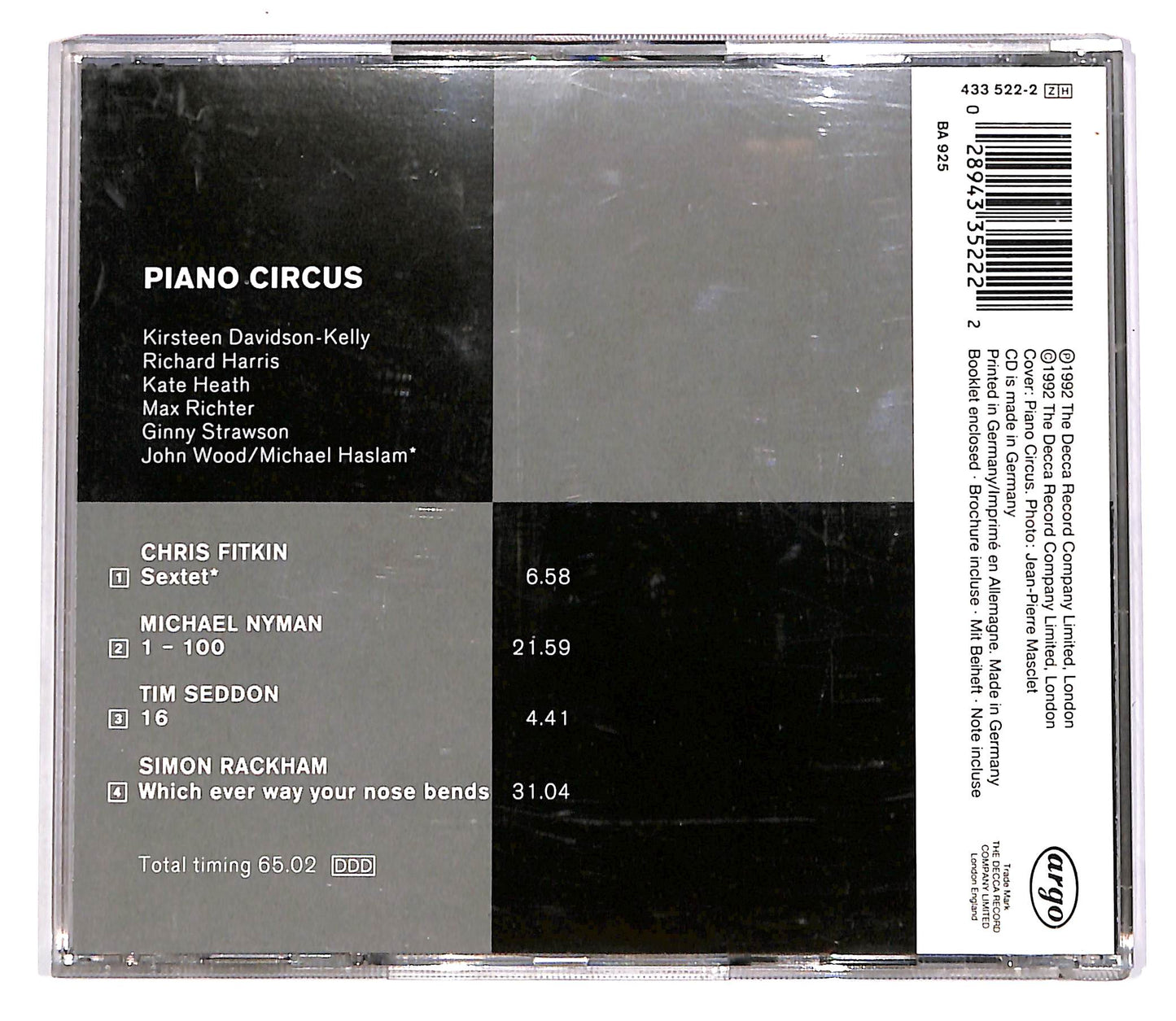 EBOND Fitkin, Nyman, Seddon, Rackham - Piano Circus CD CD063023