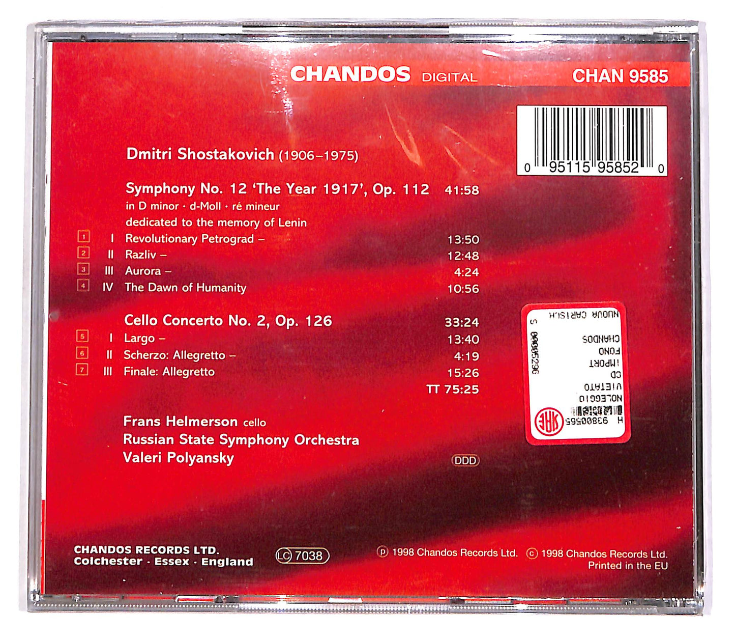 EBOND Shostakovich - Symphony No. 12 / Cello Concerto No.2 CD CD063053