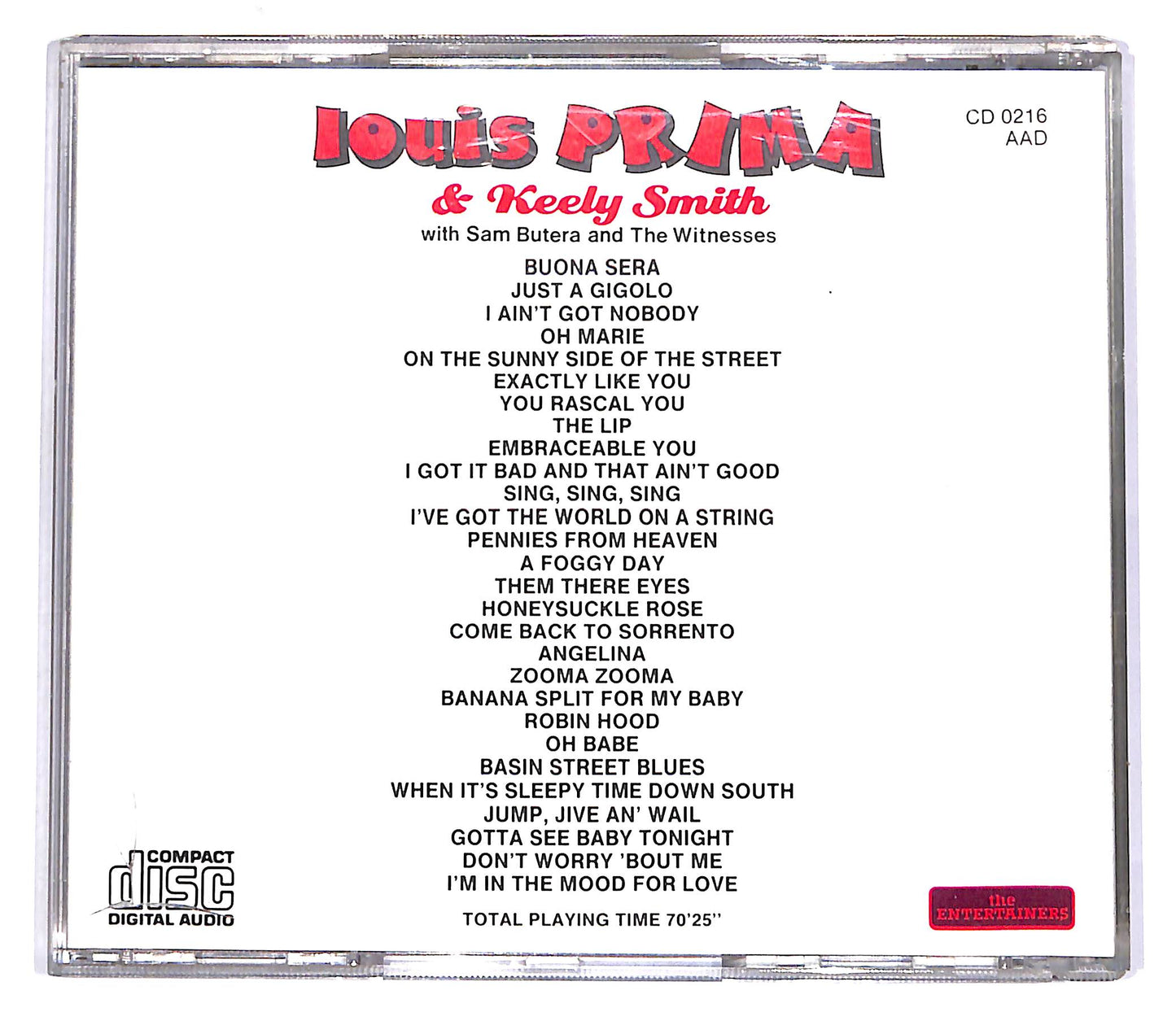 EBOND Louis Prima & Keely Smith - Buona Sera CD CD063123