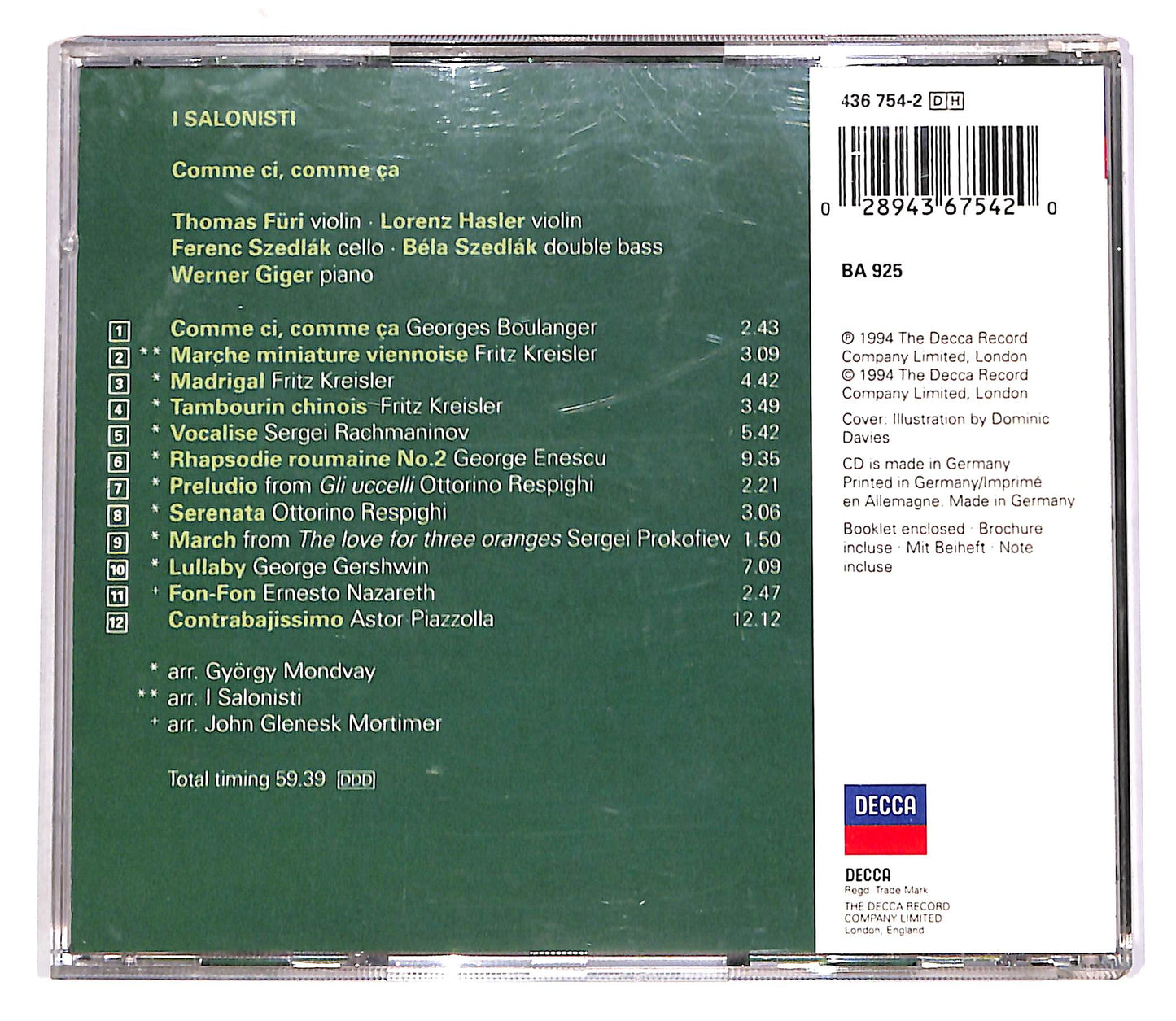 EBOND I Salonisti - Comme Ci, Comme Ca - Virtuoso Encores CD CD063147