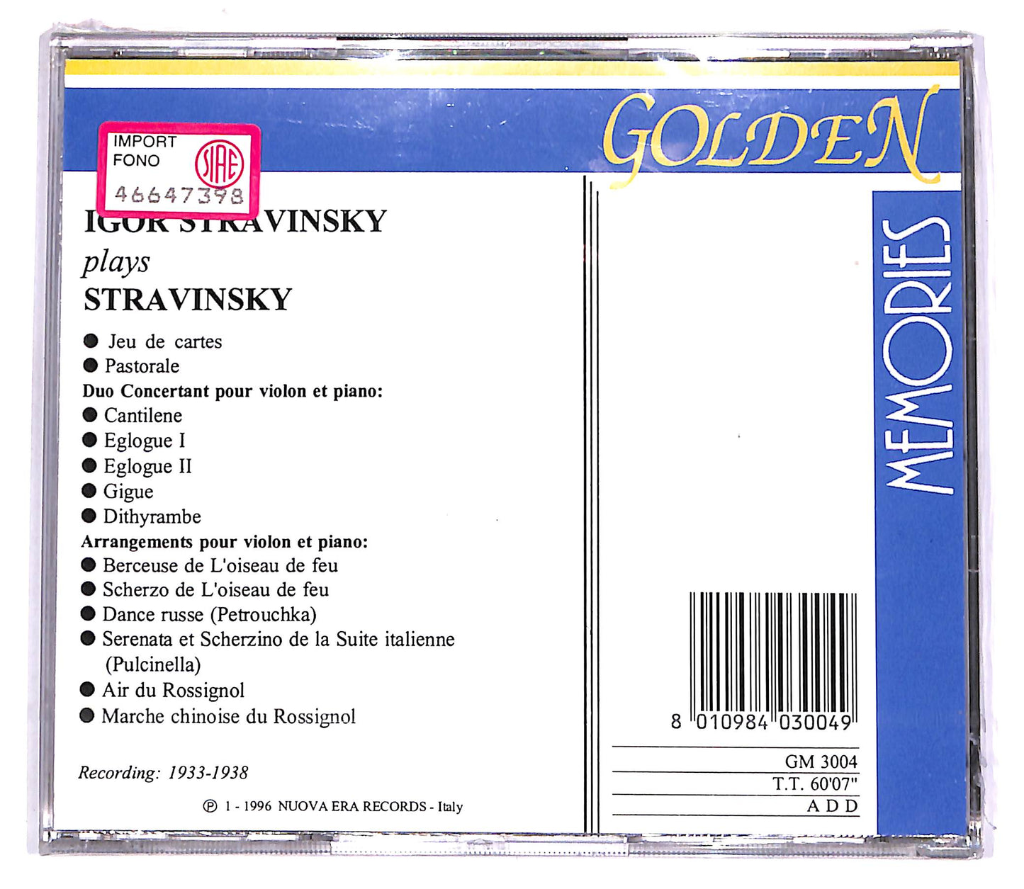 EBOND Igor Stravinsky Plays Stravinsky CD CD063168