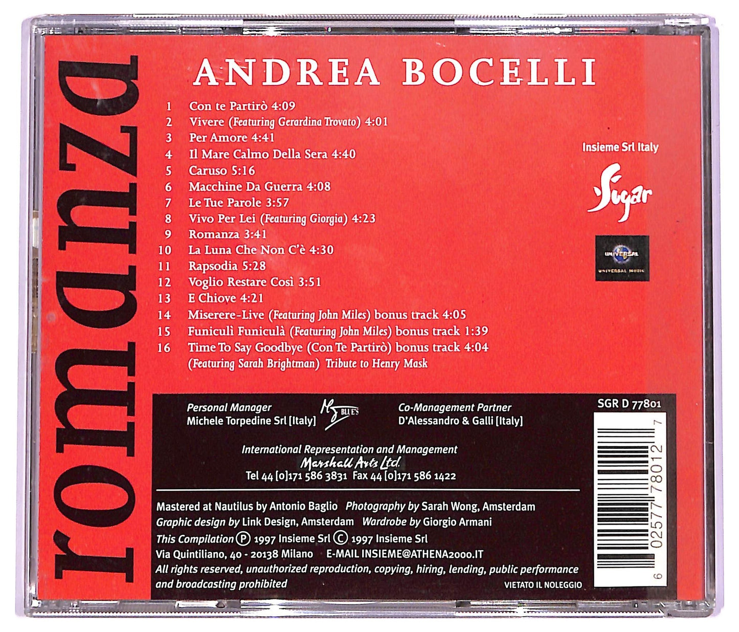 EBOND Andrea Bocelli - Romanza CD CD070301