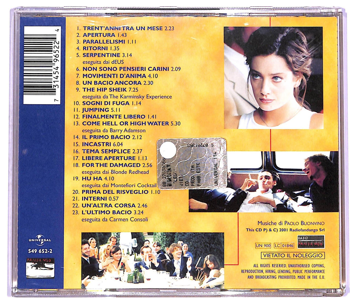 EBOND Paolo Buonvino - L'ultimo Bacio (colonna Sonora Originale) CD CD070845