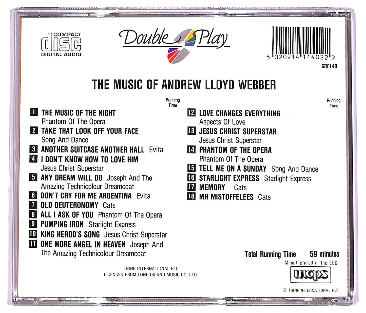 EBOND Andrew Lloyd Webber - The Music Of Andrew Lloyd Webber ALBUM JEWEL CASE CD CD072802