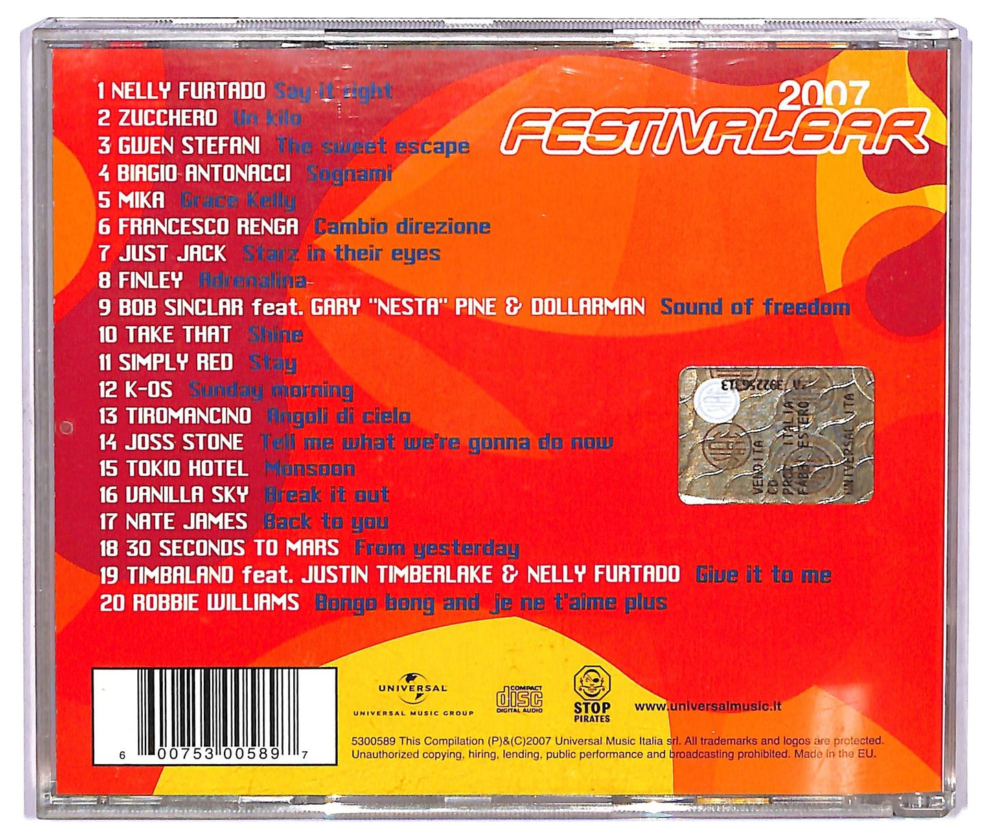 EBOND Festivalbar 2007 - Compilation Rossa CD CD073008