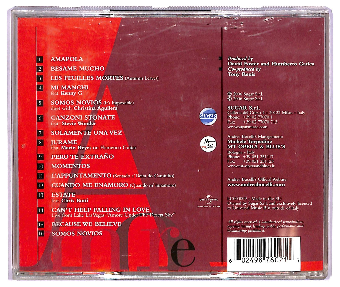 EBOND Andrea Bocelli - Amore CD CD073516